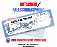 Gutschein für Fallschirmsprung Vorlage zum Ausdrucken &amp; Verschenken