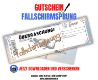 Gutschein für einen Fallschirmsprung Vorlage zum Ausdrucken &amp; Verschenken