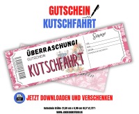 Kutschfahrt Gutschein Vorlage zum Ausdrucken &amp; Verschenken