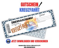 Gutschein für eine Kreuzfahrt Vorlage zum Ausdrucken &amp; Verschenken