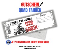 Gutschein für Quad Fahren Vorlage zum Ausdrucken &amp; Verschenken