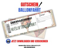 Gutschein für eine Ballonfahrt Vorlage zum Ausdrucken &amp; Verschenken