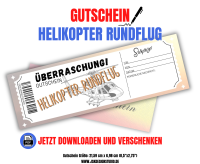 Gutschein für einen Hubschrauber Rundflug Vorlage zum Ausdrucken &amp; Verschenken