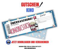 Kino Gutschein Vorlage zum Ausdrucken &amp; Verschenken