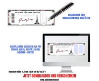 Gutschein für Paris Vorlage zum Ausdrucken &amp; Verschenken