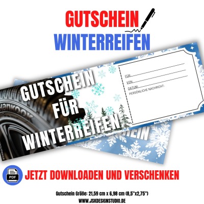 Gutschein für Winterreifen Vorlage zum Ausdrucken &amp; Verschenken