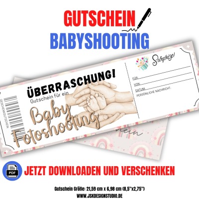 Babyshooting Gutschein für Eltern Vorlage zum Ausdrucken &amp; Verschenken