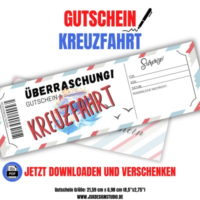 Kreuzfahrt Gutschein Vorlage zum Ausdrucken &amp; Verschenken