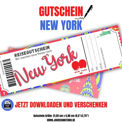 Gutschein für New York Vorlage zum Ausdrucken &amp; Verschenken