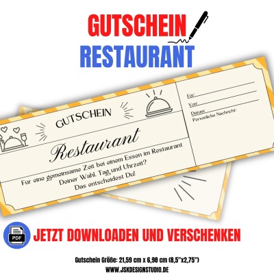 Gutschein für ein Restaurant Vorlage zum Ausdrucken &amp; Verschenken