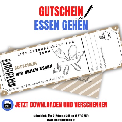 Restaurant Gutschein Vorlage zum Ausdrucken &amp; Verschenken