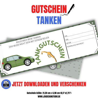 Tankgutschein Vorlage zum Ausdrucken &amp; Verschenken