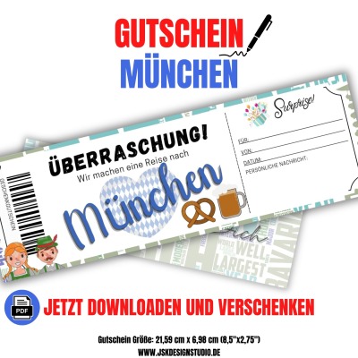 Gutschein für München Vorlage zum Ausdrucken &amp; Verschenken