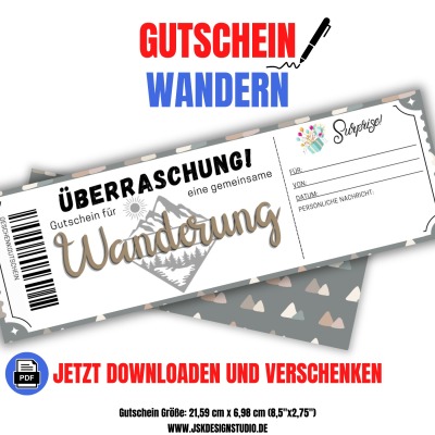 Gutschein Wandern Vorlage zum Ausdrucken &amp; Verschenken