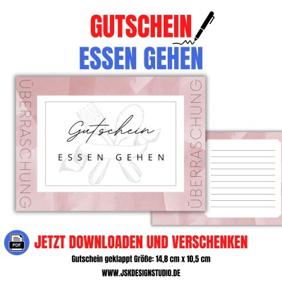 Gutschein zum Essen gehen Vorlage zum Ausdrucken &amp; Verschenken