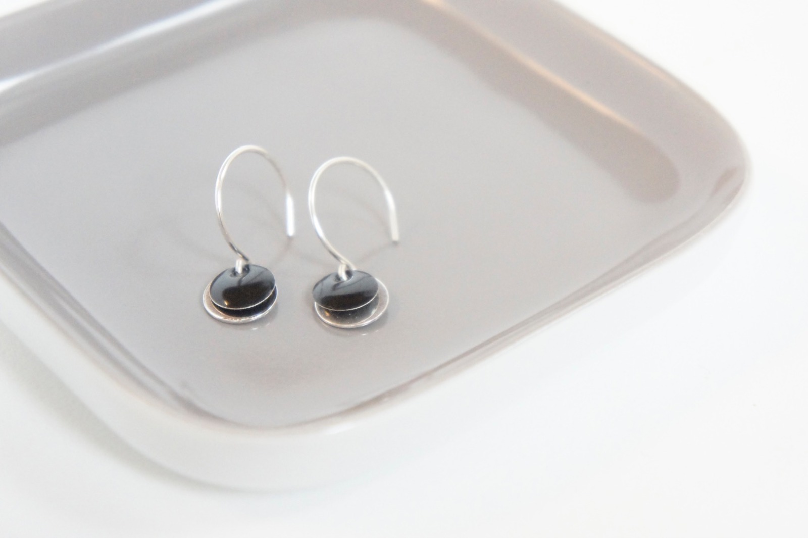 Ohrringe 925 Sterling silber mit Emailleplättchen schwarz 2