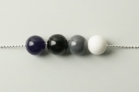 Silberne Kugelkette mit Farbverlauf aus vier Perlen, Jade schwarz-weiß 2