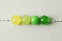 Silberne Kugelkette mit Farbverlauf aus vier Perlen, Jade grün-gelb 2