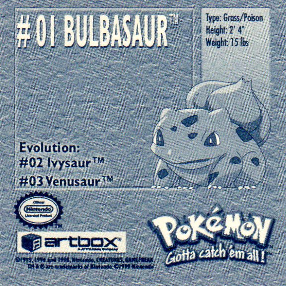 Sticker No. 1 Bulbasaur/Bisasam 2
