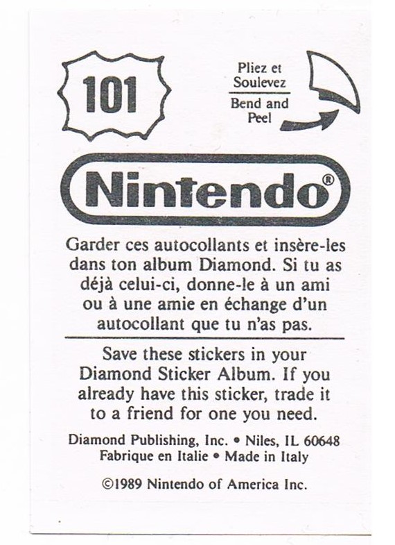 Sticker No. 101 Nintendo / Diamond 1989 2
