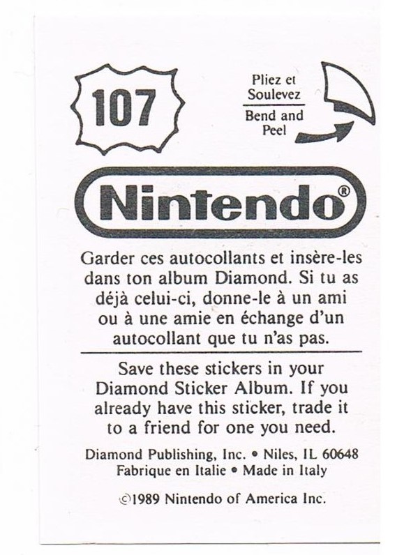 Sticker No. 107 Nintendo / Diamond 1989 2