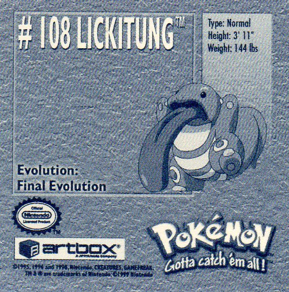 Sticker No. 108 Lickitung/Schlurp 2