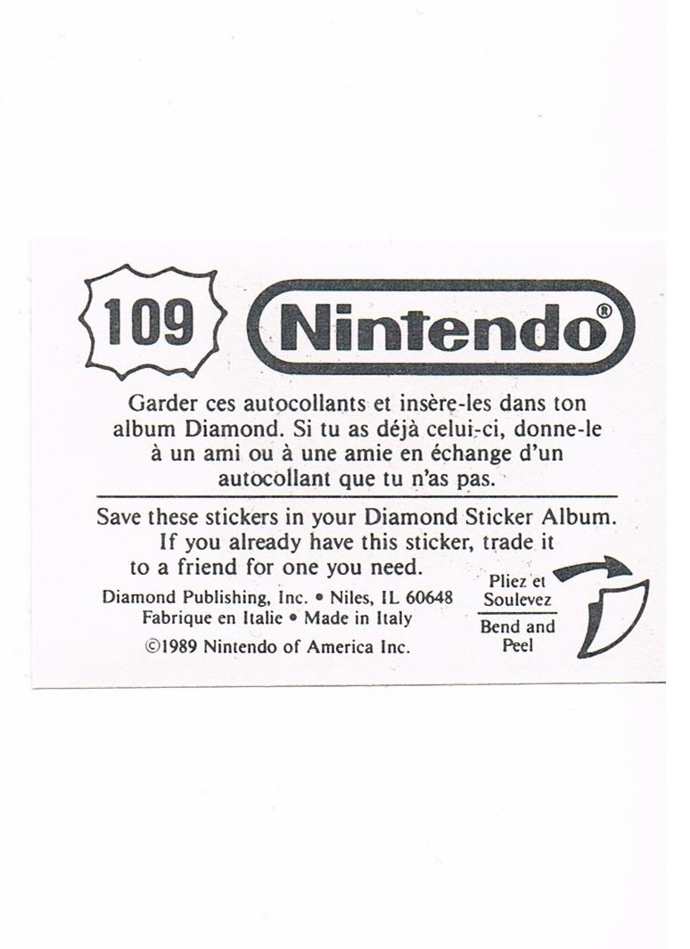 Sticker Nr. 109 Nintendo / Diamond 1989 2