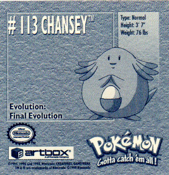 Sticker No. 113 Chansey/Chaneira 2