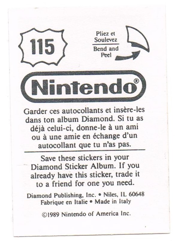 Sticker No. 115 Nintendo / Diamond 1989 2