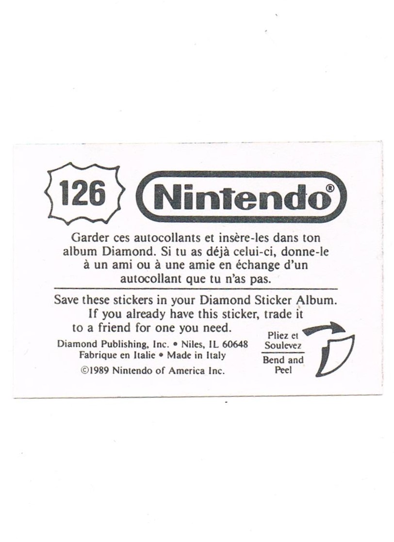 Sticker No. 126 Nintendo / Diamond 1989 2