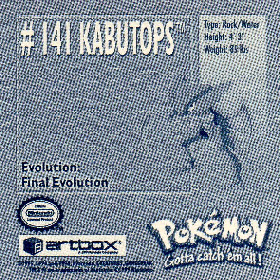 Sticker No. 141 Kabutops/Kabutops 2