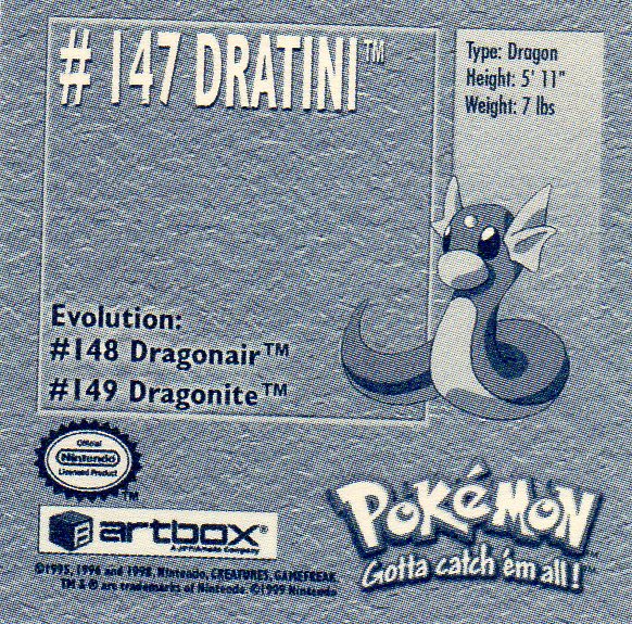 Sticker No. 147 Dratini/Dratini 2