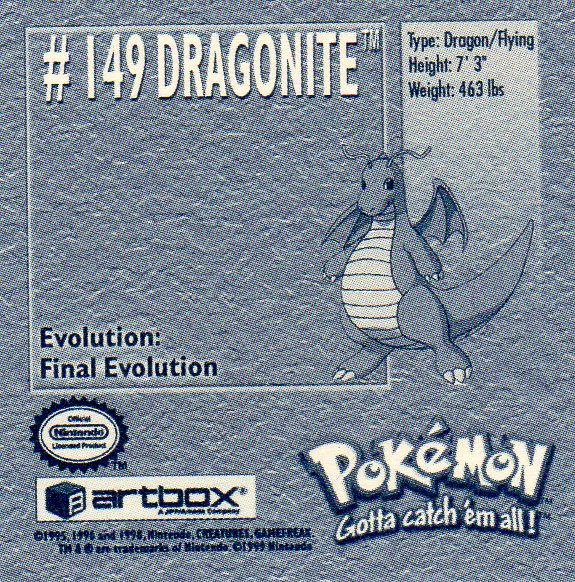 Sticker No. 149 Dragoran/Dragonite 2
