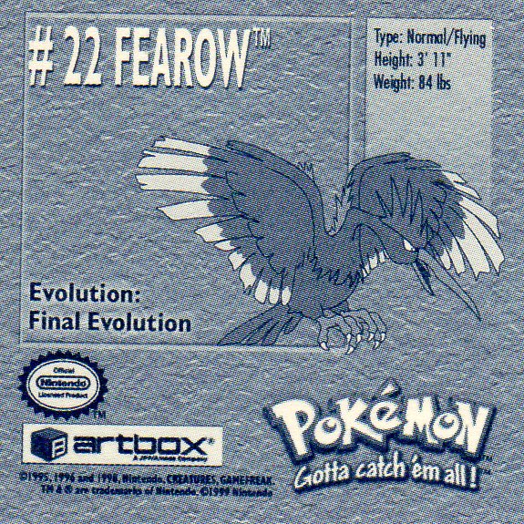 Sticker Nr. 22 Fearow/Ibitak 2