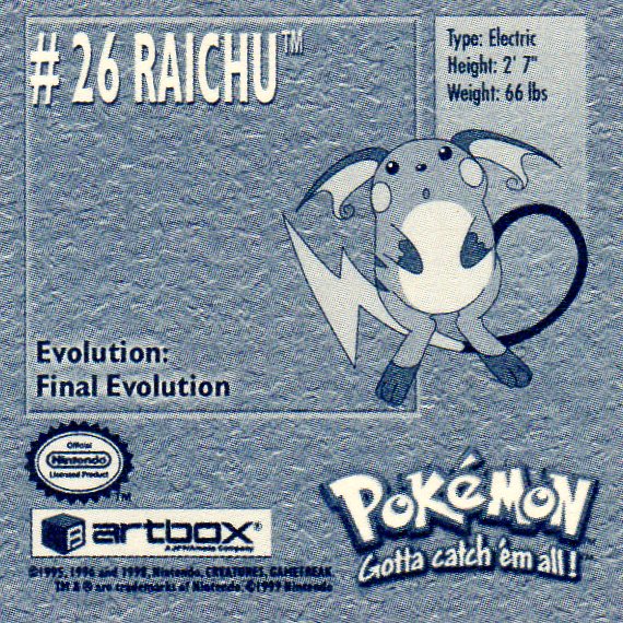 Sticker Nr. 26 Raichu/Raichu 2
