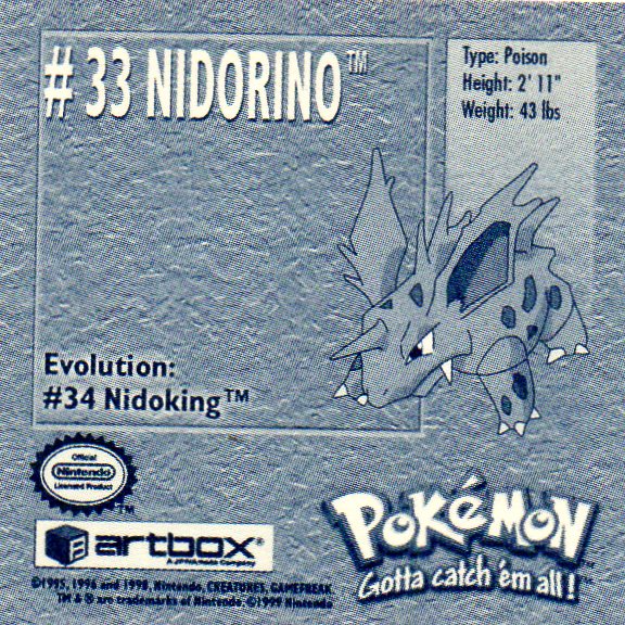 Sticker Nr. 33 Nidorino/Nidorino 2
