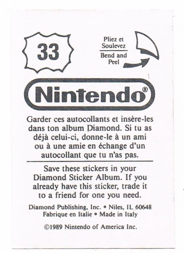Sticker No. 33 Nintendo / Diamond 1989 2