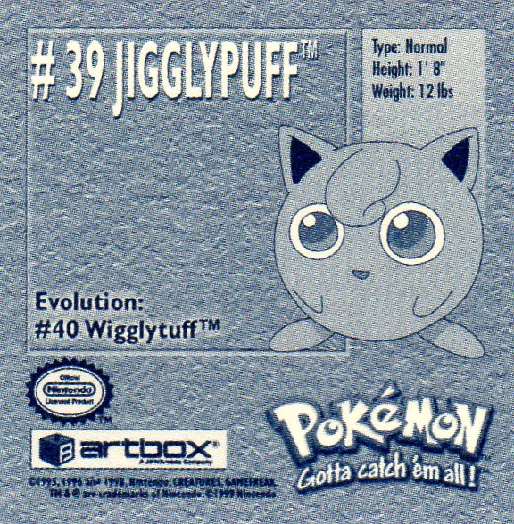 Sticker No. 39 Jigglypuff/Pummeluff 2