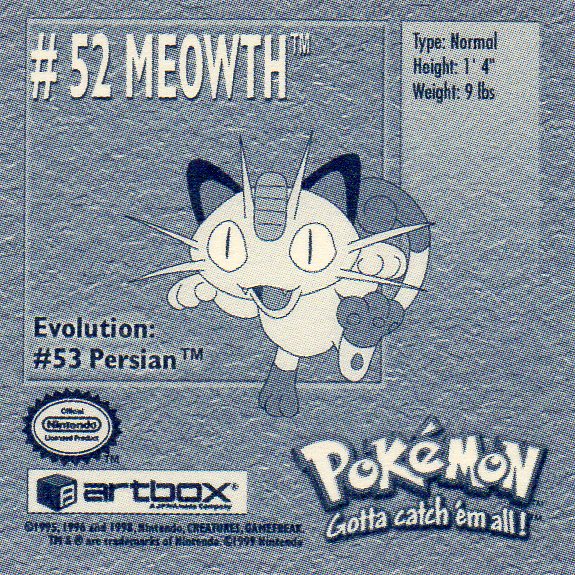 Sticker Nr. 52 Meowth/Mauzi 2