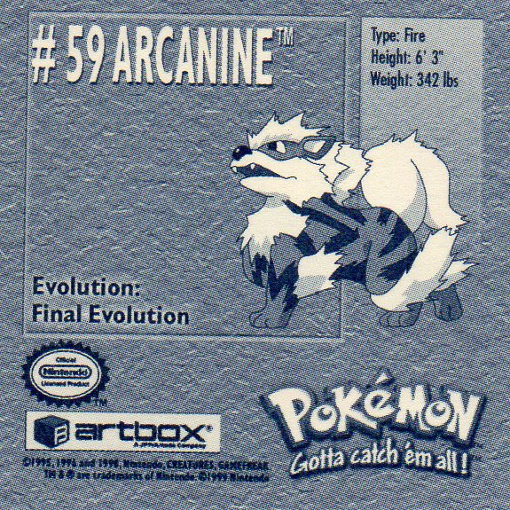 Sticker No. 59 Arcanine/Arkani 2