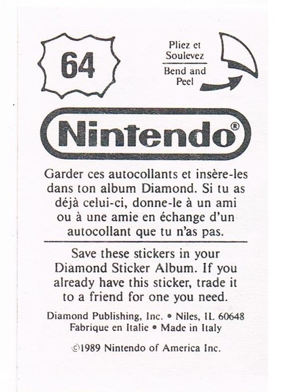 Sticker No. 64 Nintendo / Diamond 1989 2