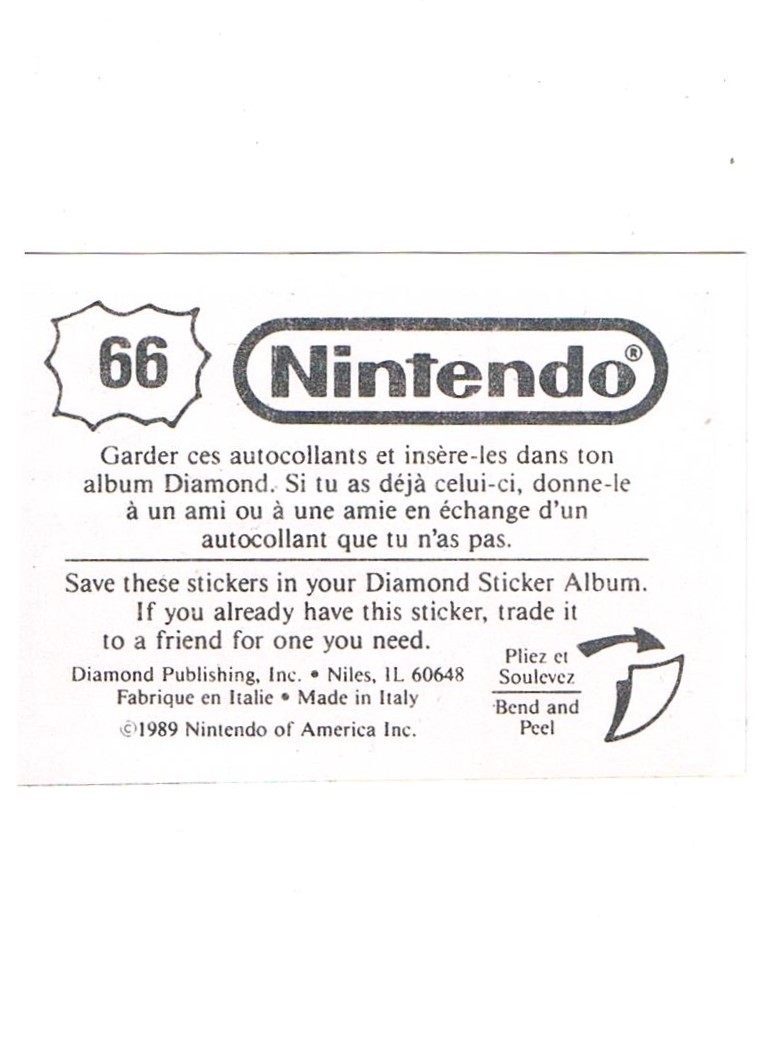 Sticker No. 66 Nintendo / Diamond 1989 2