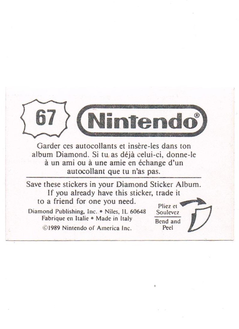 Sticker No. 67 Nintendo / Diamond 1989 2
