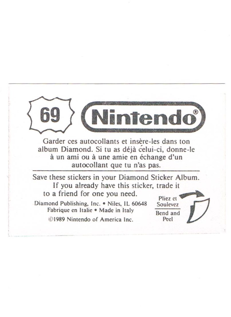 Sticker Nr. 69 Nintendo / Diamond 1989 2