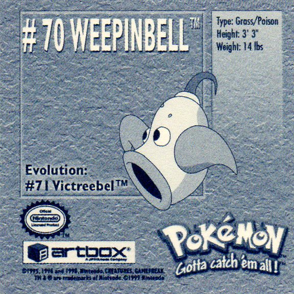 Sticker No. 70 Weepinbell/Ultrigaria 2