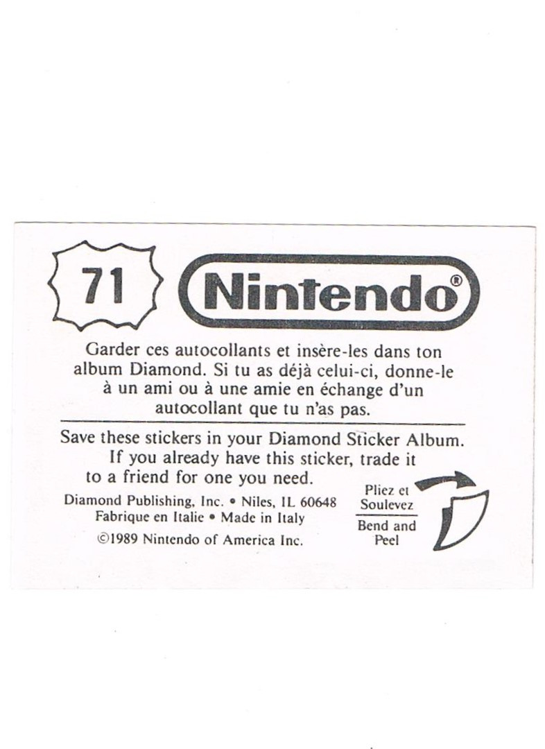 Sticker No. 71 Nintendo / Diamond 1989 2