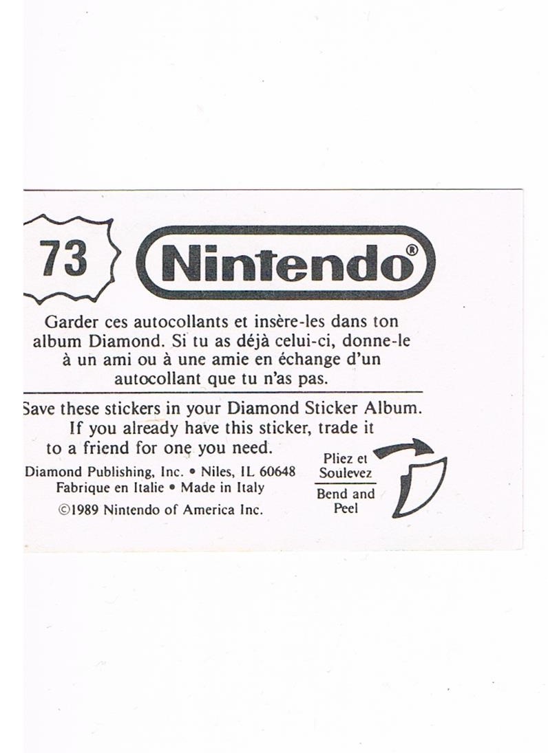 Sticker No. 73 Nintendo / Diamond 1989 2