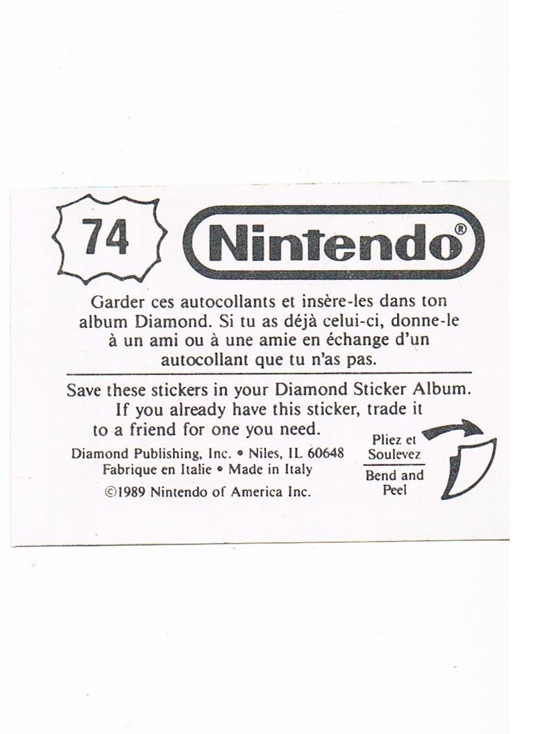 Sticker No. 74 Nintendo / Diamond 1989 2