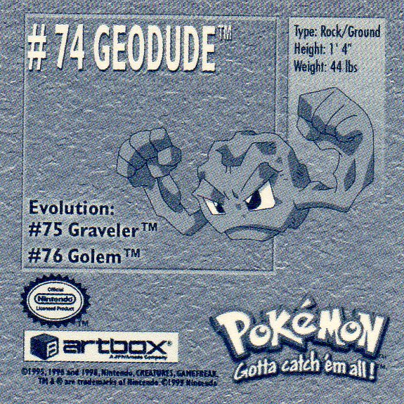 Sticker No. 74 Geodude/Kleinstein 2