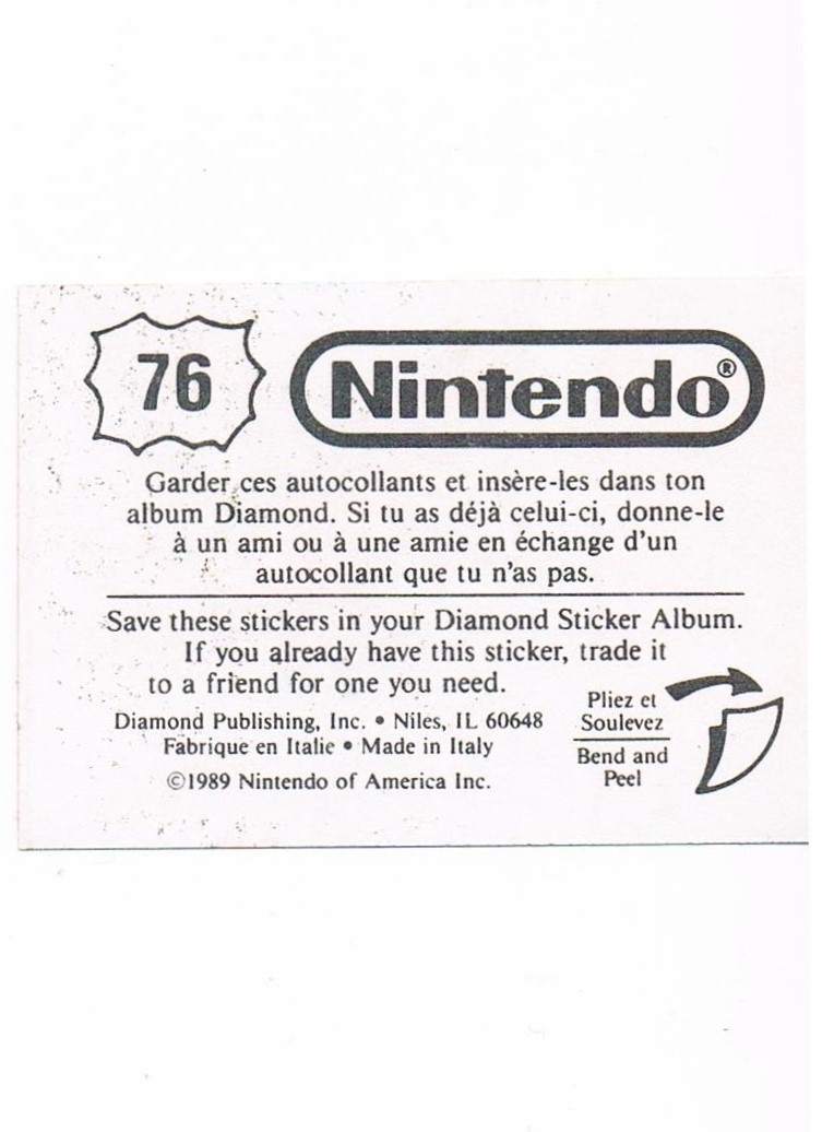 Sticker No. 76 Nintendo / Diamond 1989 2